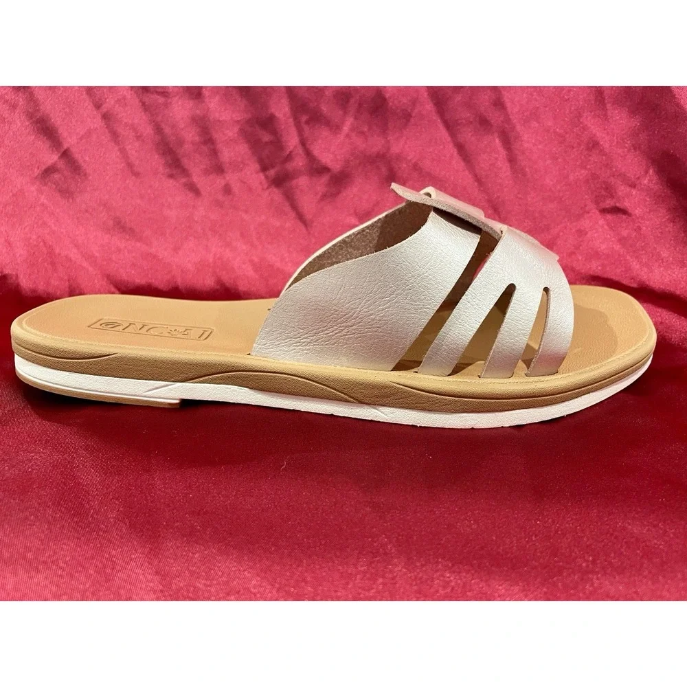 ONCAI Womens Sandals,Flat Dressy Square Toe Summer Beach Slides for Ladies‎ 7.5